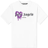 Palm Angels Aspen Sprayed Monogram T-Shirt 'White/Purple'