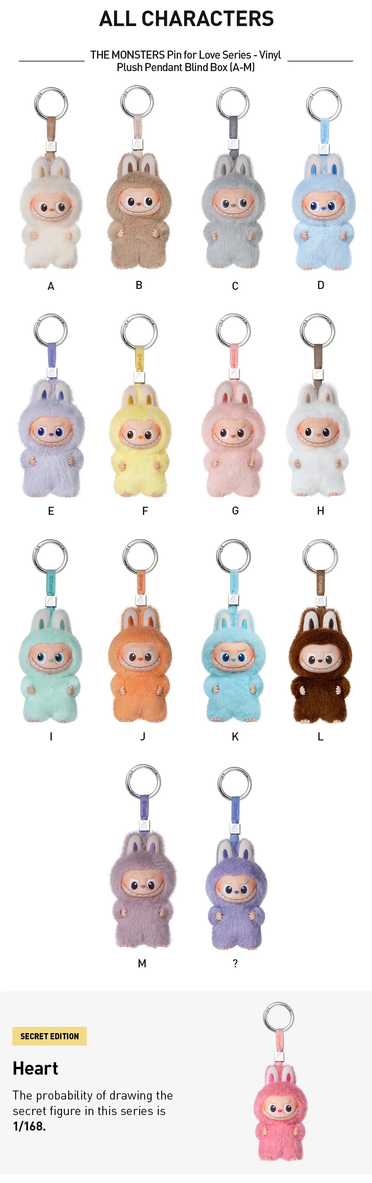 Pop Mart The Monsters Labubu Pin for Love Series Vinyl Plush Pendant Blind Box (A-M Series)