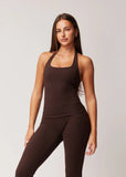 LEVATE ALLURE HAILEY HALTER TANK - ESPRESSO